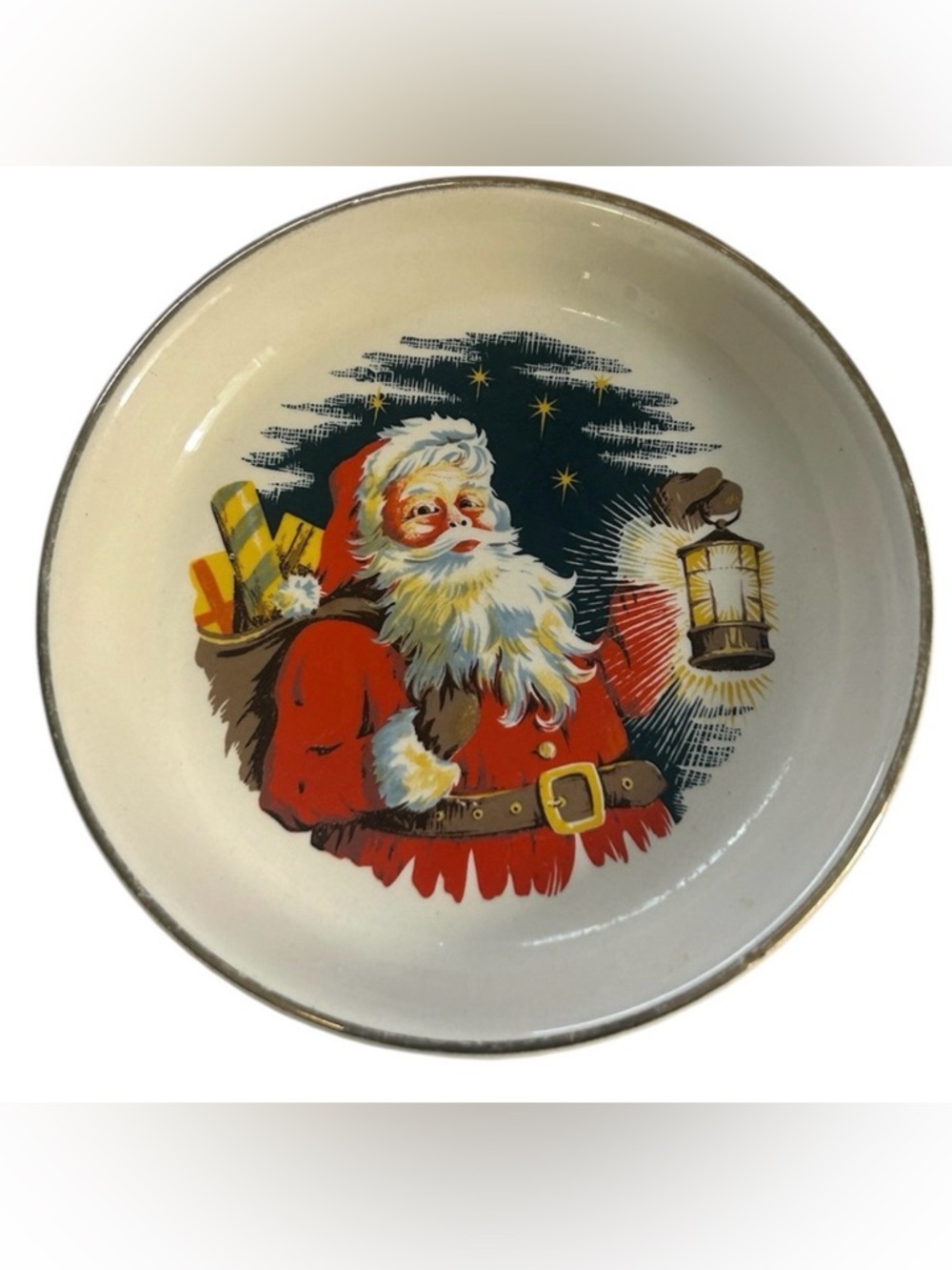 VINTAGE SANTA CLAUS PLATE CERAMIC CHRISTMAS DECOR